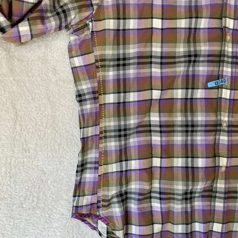 Robert Graham Freshly Laundered Shirt Men XXL Purple Plaid Embroidered Button Up - Picture 5 of 12